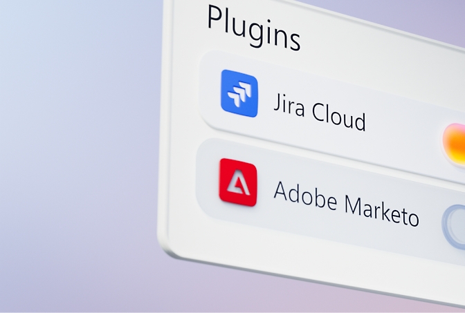 A dialog box showing plugins for Jira cloud, adobe Marketo