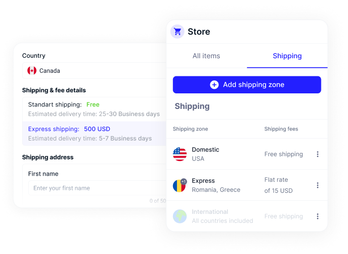 Shipping zone management