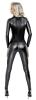 Spannende Wetlook Catsuit Met Slangenprint En Rits - Zwart