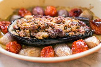Gevulde aubergines (met en zonder vlees)