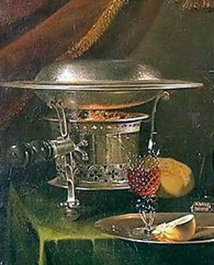 Komfoor. Detail van een schilderij van Willem Kalf (1622-1693)
