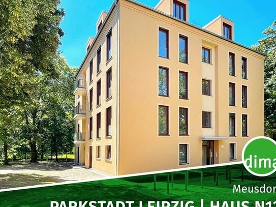 Parkstadt Leipzig - Erstbezug im Neubau, Süd-Terrasse, FBH, Parkett, Stellplatz, Keller, Lift u.v.m.