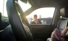 Shameless fucker almost gets caught jerking off in the car