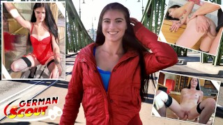 GERMAN SCOUT - Skinny Tall Teen Lana Lenani con gambe lunghe e capelli al casting cazzo