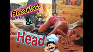 Breakfast and Head Threesome while Camping