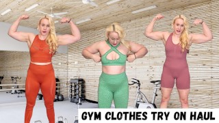 Muscle MILF gym clothes try on haul