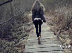 GuessWhox2 mooning you while she walks through autumn landscape 01 gif