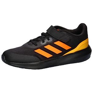 adidas Runfalcon 3.0 Elastische vetersluiting, uniseks sneakers voor kinderen en jongens, Core Black Screaming Orange Solar Gold, 28 EU