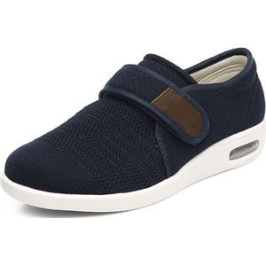 Oedeem Gezwollen Brede Fit Schoenen, Heren Ademend Verstelbare Diabetes Orthopedische Slippers, Groot Formaat Gezwollen Voeten Lopende Oedeem Sneakers, Voor Diabetisch Oedeem (Color : Dark blue, Siz