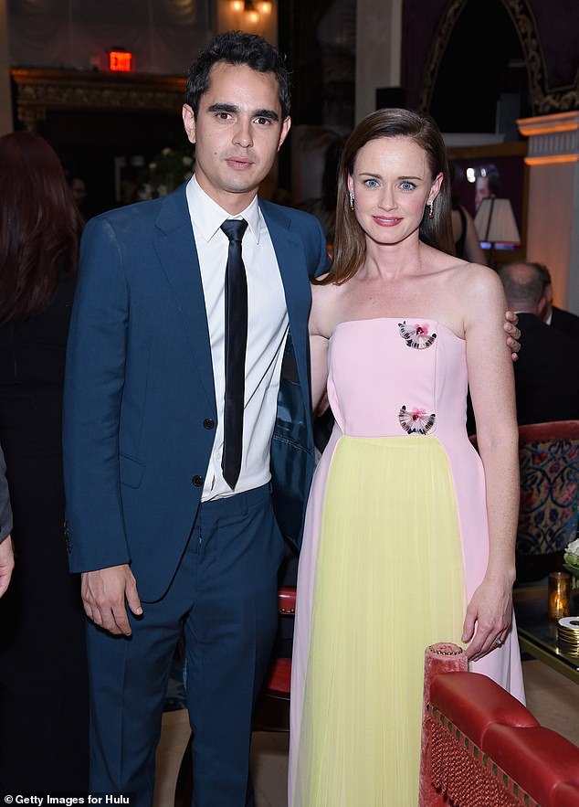 Pals: Alexis Bledel - who previously won an Emmy for her work on A Handmaid's Tale - also arrived at the bash with her co-star Max Minghella