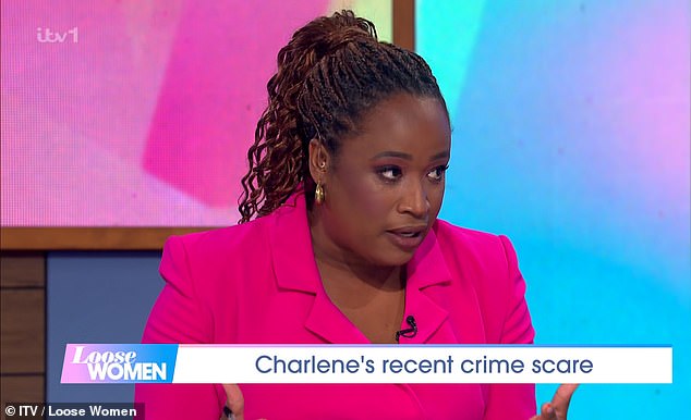 Charlene White revealed on Loose Women on Thursday she had a recent crime scare where she saw a group of young balaclava-wearing cyclists moments before a woman's phone was stolen