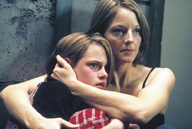 Jodie is seen starring in 2002's Panic Room with Kristen Stewart