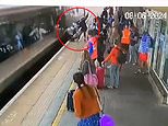 Shocking moment three-month-old child's pram rolls into path of train in front of distraught mother and grandmother on station platform