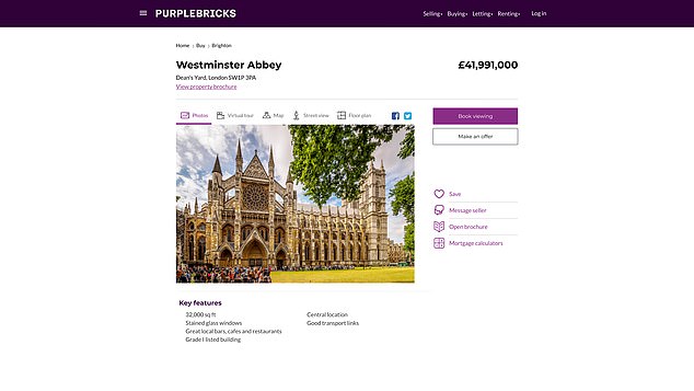 Steeped in royal history, with 30,000 stained glass windows, and the oldest door in Britain, Westminster Abbey would today be valued at £41.9million