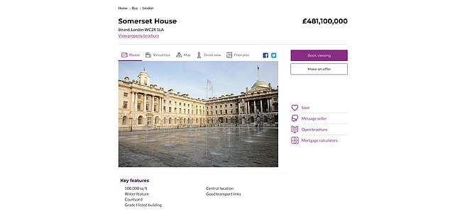 Somerset House, located on the Strand, would fetch £481.1million on today¿s market and is now a hub for the arts and culture