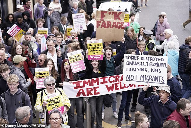 The protestors were largely demonstrating against measures to curb immigration to the UK