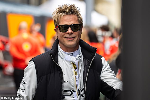 Brad Pitt , 60, (pictured) and Daisy-Edgar Jones, 26, made an appearance on Thursday as the British Grand Prix kicked off