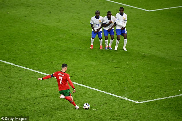 Ronaldo resumed free kick duties in the second half and blasted a shot into the France wall