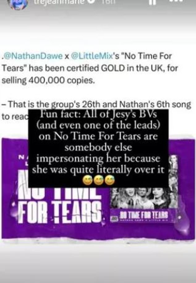 But Tre Jean-Marie, who produced the song with Nathan, has now dropped a bombshell claim that Jesy's backing vocals on the track were not sang by her