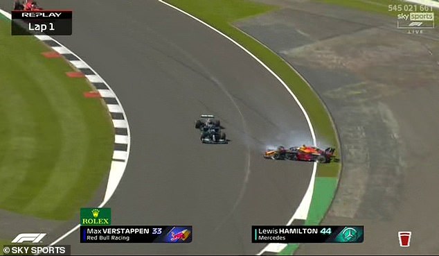 Lewis Hamilton was accused of being 'dangerous, disrespectful and unsportsmanlike' by Max Verstappen after a collision during the opening lap of the British Grand Prix on Sunday