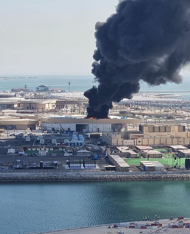 A huge fire broke out in a building very close to the fan village in Lusail, Qatar