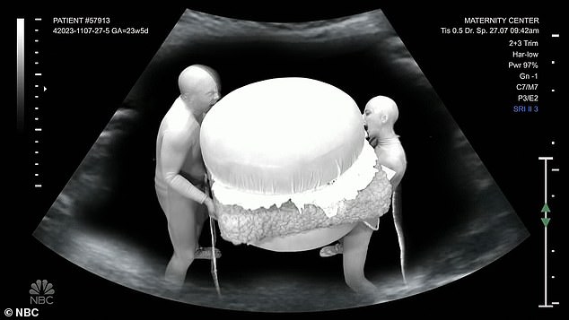 Funny: The two babies could be seen sharing a Filet-O-Fish sandwich through the ultrasound