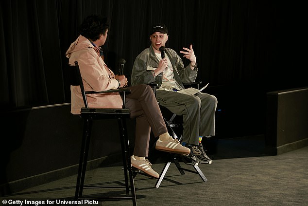 Pete talks: Covering his bald head with a baseball cap from NYON (New York or Nowhere), Pete chatted with director M. Night Shyamalan at a screening of Knock at the Cabin