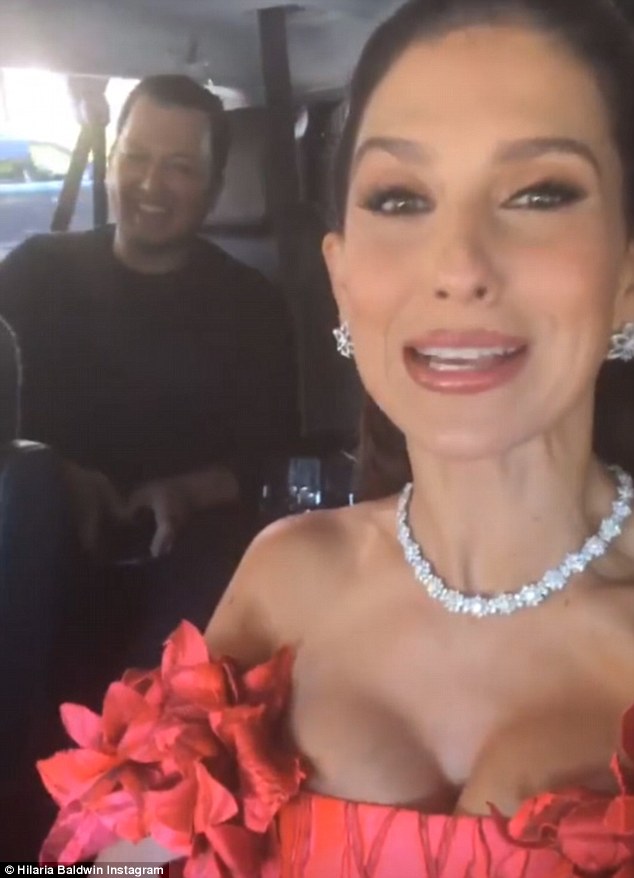 Luminous: The mother of four radiated beauty in the limo on the way to the show