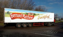 A Bernard Matthews lorry turning a corner