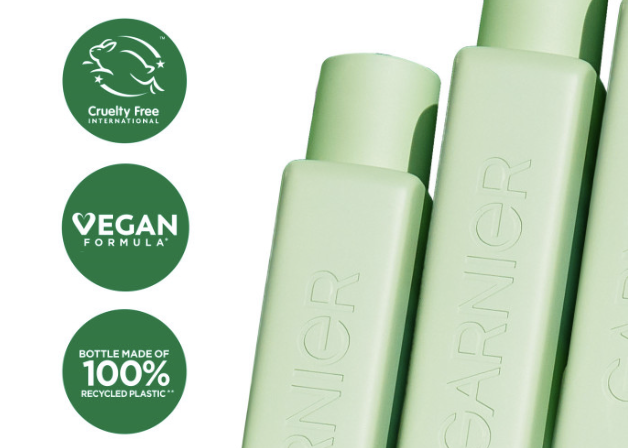 Bottle of Garnier hair filler with vegan and cruelty free designations