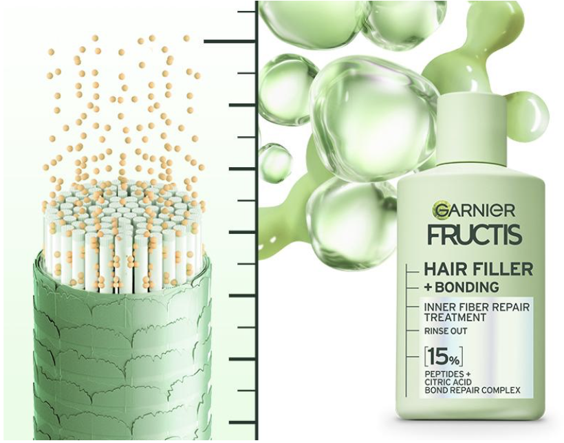 Hair filler repair treatment container and explanatory diagram