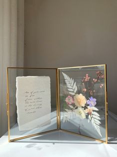 Custom Calligraphy Double Pressed Flower Floating Frame Vintage Flower Display Folding Frame Wedding Engagement Anniversary Gift - Etsy