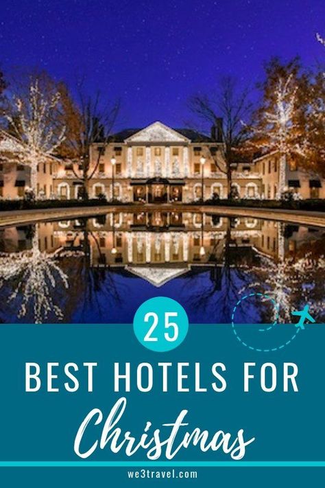 Best Christmas hotels in the USA. If you are looking for a holiday getaway, check out one of these 25 options that go above and beyond to celebrate the festive season. #christmas #travel #holidaytravel #familytravel #hotels #luxuryhotels Vacation Ideas, York, Wanderlust, Christmas Vacation Destinations, Christmas Travel Destinations, Christmas Getaways, Holiday Travel Destinations, Holiday Getaways, Christmas Destinations