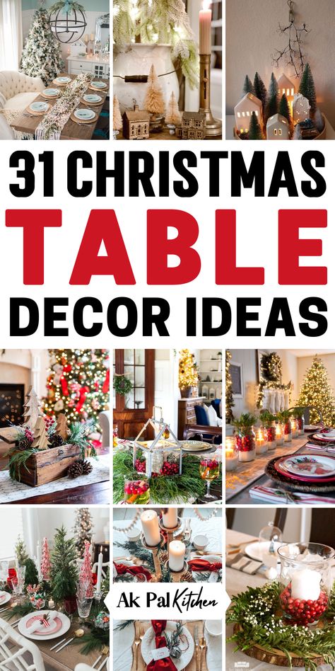 Elevate your holiday gatherings with our inspiring collection of Christmas table decorations. Explore elegant Christmas centerpieces, DIY table decor, and rustic table decorations that add charm to your festivities. From traditional Christmas tablescapes to farmhouse and modern Christmas table decor ideas, discover endless inspiration to create the perfect Christmas table. Make this holiday season truly special with Christmas Table Decorations that turn your table into a festive masterpiece. Tables, Home Décor, Decoration, Diy Christmas Centerpieces For Table, Diy Christmas Table Decorations, Christmas Table Set Up, Christmas Dining Table Decorations, Christmas Table Decorations Centerpiece, Diy Christmas Table