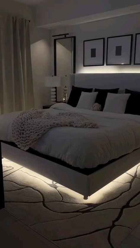 Minimalist Bedroom, Sanctuary Decor, Cozy Luxury, White Lighting, Black Minimalist, Plush Rug, Cozy Decor, Colour Green, Cozy Living Rooms