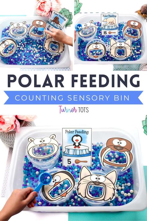 Polar Bear Process Art, Montessori, Pandas, Artic Animals Preschool Math Activities, Polar Animal Sensory Bin, Winter Animals Preschool Activities Math, January Sensory Table, Artic Animal Toddler Activities, Artic Sensory Table