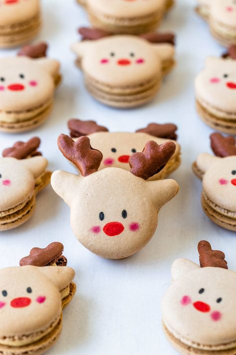 Desserts, Dessert, Biscuits, Macaroons, Brownies, Snacks, Christmas Macarons, Macarons Christmas, Reindeer Cookies