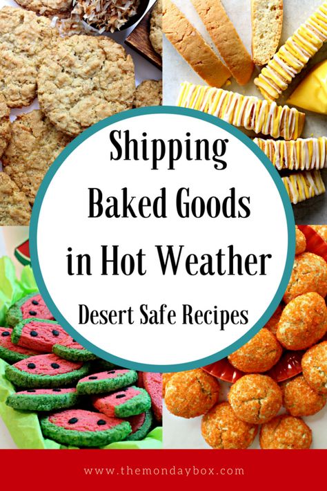 Shipping baked goods in hot weather can be tricky. Heat promotes spoilage. These desert safe recipes are perfect for care packages for deployed military!| themondaybox.com #themondaybox #military #militarycarepackage #militarycarepackages #carepackages #carepackagecookies #shippingcookies #mailingcookiies #sendingcookies #cookies #brownies #barcookies #bars #blondies #carepackagerecipes Mailing Baked Goods Care Packages, Cookies That Mail Well, Easy To Ship Baked Goods, Care Package Baked Goods, Shipping Baked Goods Care Packages, Cookies That Travel Well In The Mail, Mailable Treats, Shipping Desserts, Packaging Ideas For Baked Goods