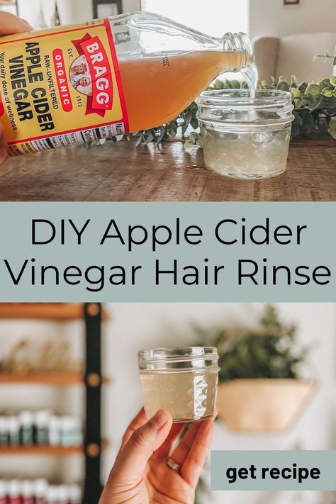 apple cider vinegar being poured in a small glass mason jar, and then a hand holding up the jar with a diy apple cider vinegar hair rinse in it Coupe, Washing Hair With Apple Cider Vinegar, Diy Apple Cider Vinegar, Acv Hair, Apple Cider Vinegar Hair, Apple Cider Vinegar Hair Rinse, Diy Apple Cider, Vinegar Hair Rinse, Vinegar For Hair