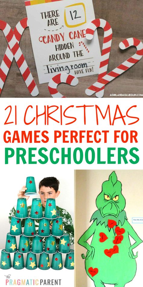 Best Christmas Games for Preschoolers in the classroom, or at home with family during the holidays. Simple & fun Christmas Games perfect for preschoolers, but work for kids of all ages too. #christmasgames #christmasgamesforkids #christmasgamesforpreschoolers #christmasactivitiesforkids #classroomchristmasparty #christmaspartygames #christmaspartygamesforkids Natal, Pre K, Christmas Games For Family, Christmas Games For Kids, Christmas Games For Preschoolers, Christmas Activities For Kids, Fun Christmas Games, Christmas Party Games For Kids, Christmas Games