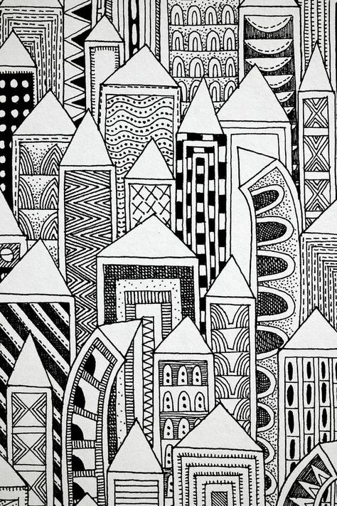 Fine Art Print, Abstract Wall Art, Line Art, Quirky Illustration, Black & White Art, 'Skyscraper'. Doodle #doodle doodles #doodles drawing ideas #drawingideas 1.301 Croquis, Friedensreich Hundertwasser, Line And Pattern Art, Skyscraper Doodle, Black And White Pen Art, Zentangle Wall Art, Abstract Art Black And White Drawing, Lines Art Drawings, Art With Black Pen