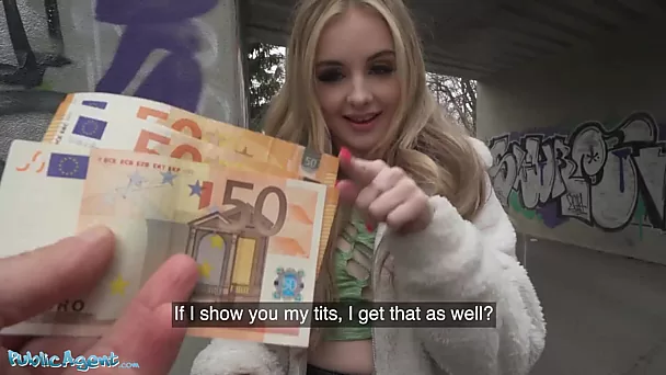 British blonde teen paid and fucked hard under a bridge