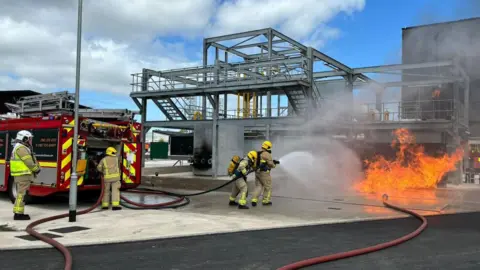 Fire crews tackle blaze at training centre