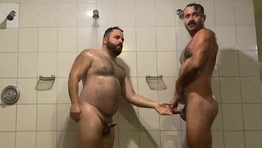 Almost getting caught public showers sexy bear