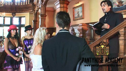 An Unexpected Gangbang Group Sex with the Bride and the Groom at the Wedding with Anal and Lots of Cumshots on Big Tits