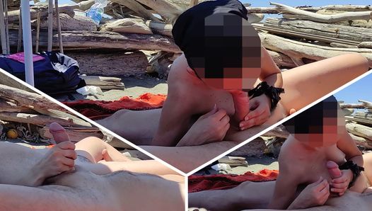 Mamada arriesgada en la playa de Canary - casi atrapado - misscreamy