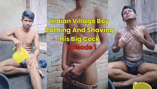Indischer schwuler badet nackt und wäscht seine kleidung, indischer junge zeigt seinen großen schwanz öffentlich