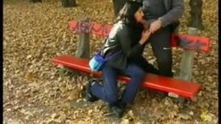 Schlampe, Ehefrau, Blowjob von Fremden im Park