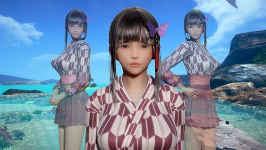Beleza japonesa Akira em sexo animado em 3d realista com vários orgasmos - sem censura
