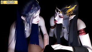 Hentai 3d (ep97) - Medusa-Königin und ihre Schwester mit einem Mann